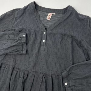 Dolan Left Coast Sheer Blouse Top‎ Women Size XL Black Textured Roll Tab Sleeves